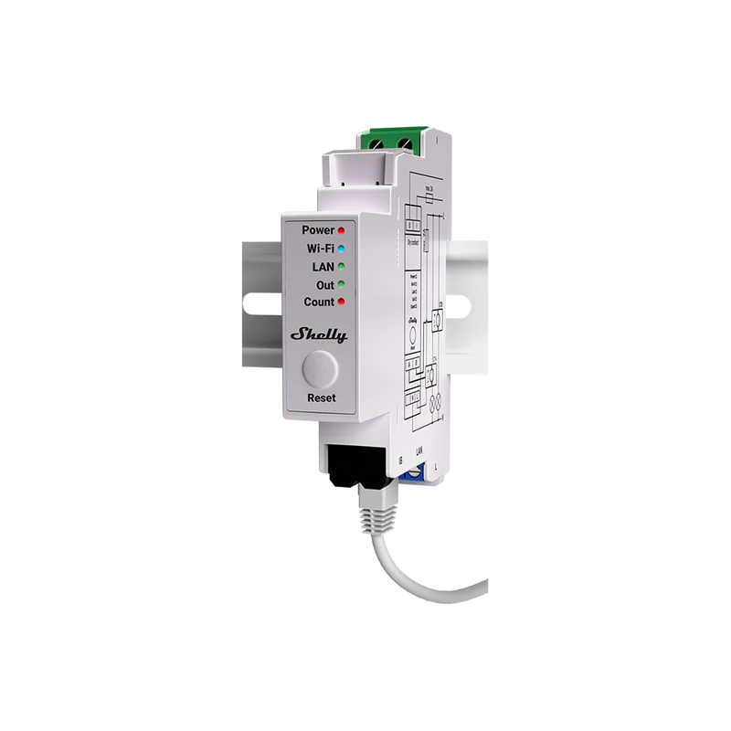 Shelly Pro EM-50 (2x50A) – DIN-kiskoon asennettava energiamittari + kontaktoriohjaus (WiFi / Ethernet / Bluetooth)